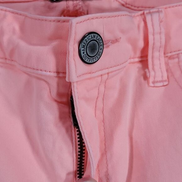 ☔️🔹️American Eagle Neon Pink Orange Stretch Skinny Jeans Size 10 - Picture 4 of 10